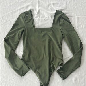 Olive Green Long Sleeve Bodysuit